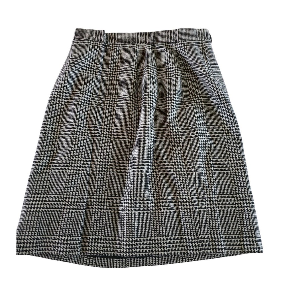 Womens 100% Wool Skirt Black White‎ Houndstooth Size 12 Straight Talbots